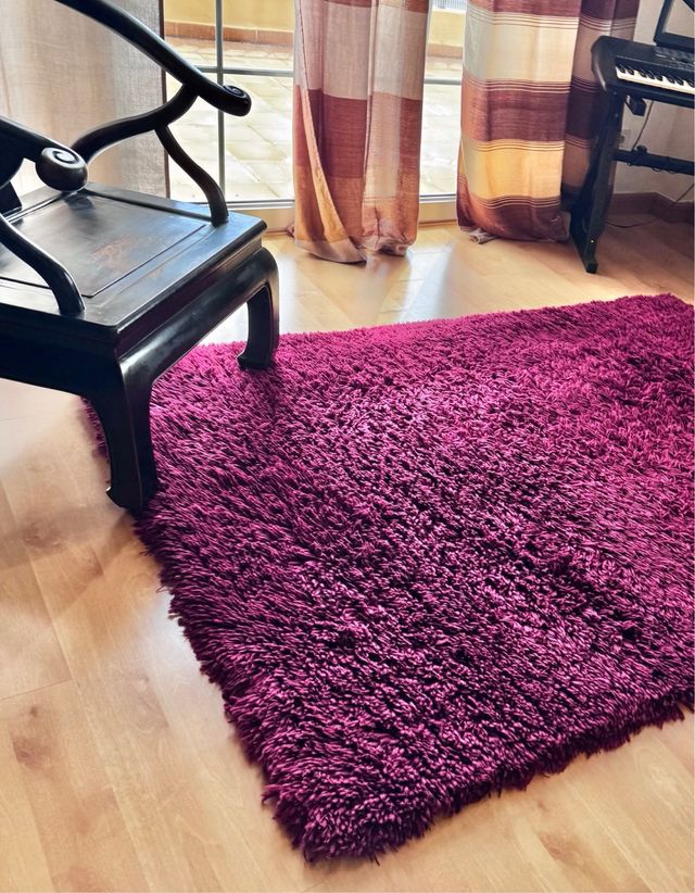 Tappeto con frange in granato vinoso viola 140x200 cm