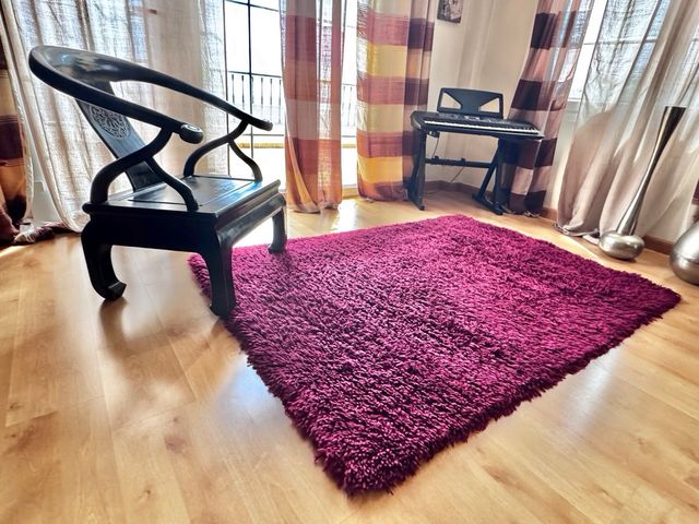 Tappeto con frange in granato vinoso viola 140x200 cm