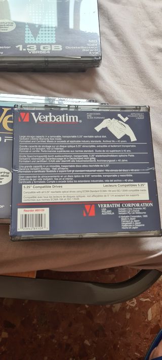 Lote Discos Verbatim MO 1.3GB de 5.25" regrabables