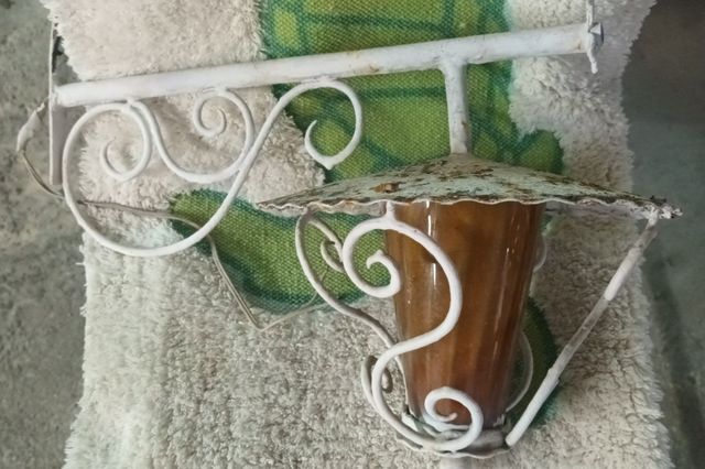 Farol antiguo de metal y cristal.NUEVO PRECIO