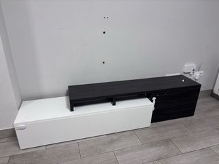 Mueble TV blanco y negro - 3 piezas