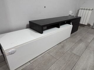 Mueble TV blanco y negro - 3 piezas