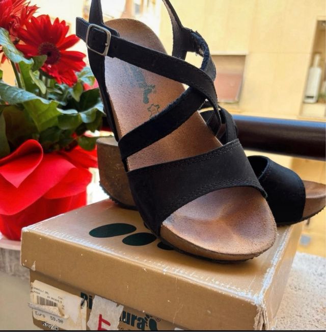 Sandalias BioNatura negras, talla 39