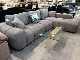 Sofá chaise longue gris - tela