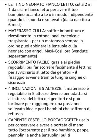 Culla neonato da affiancare al letto