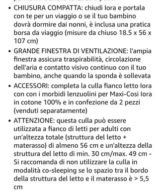 Culla neonato da affiancare al letto
