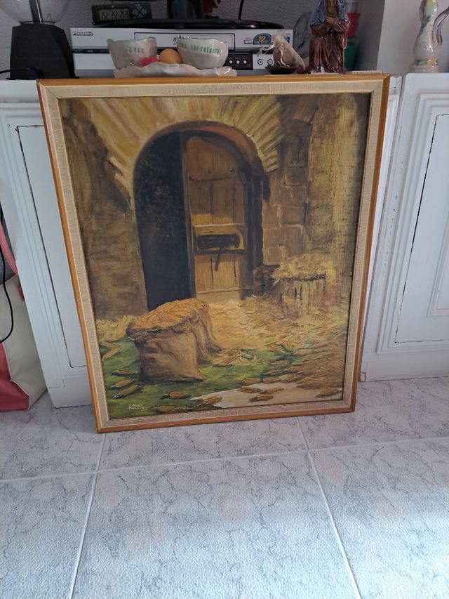 Cuadro al óleo - paisaje rústico