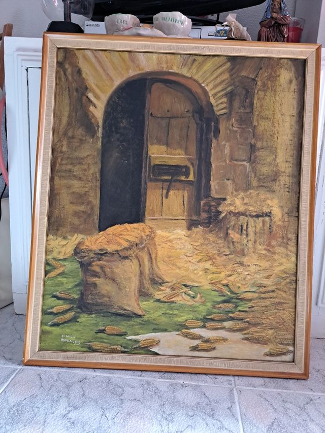 Cuadro al óleo - paisaje rústico