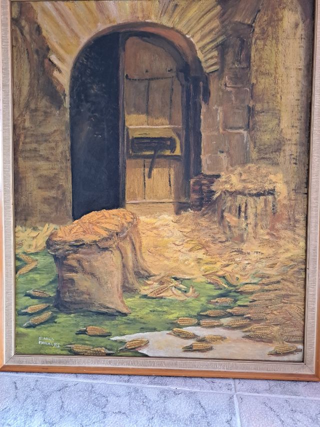 Cuadro al óleo - paisaje rústico