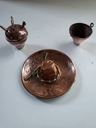 Juego 3 piezas cobre vintage