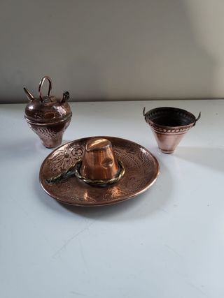 Juego 3 piezas cobre vintage