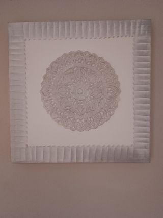 Cuadro Mandala Blanco y Plata