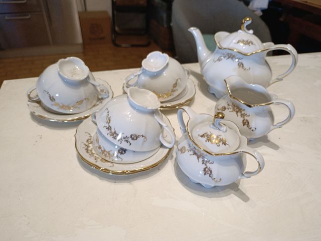 Servizio tè porcellana oro e bianco