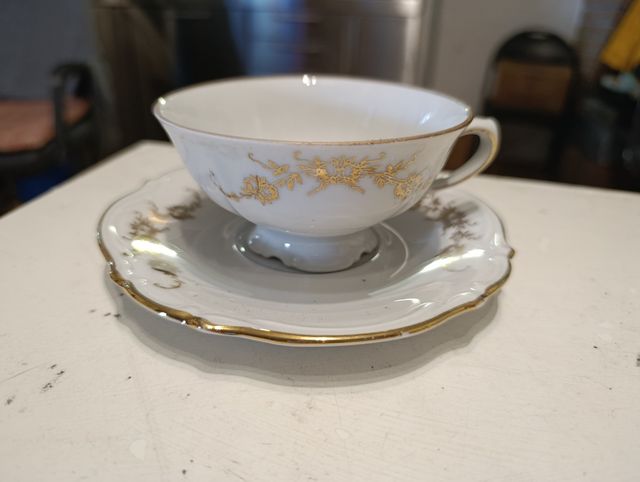 Servizio tè porcellana oro e bianco