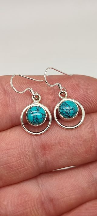 Pendientes de plata y turquesa. 