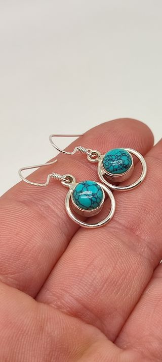 Pendientes de plata y turquesa. 