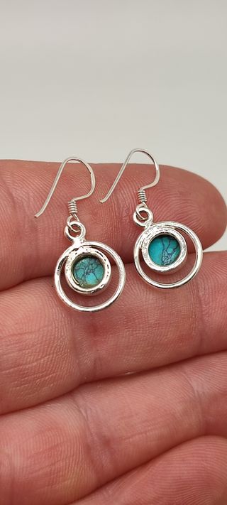 Pendientes de plata y turquesa. 
