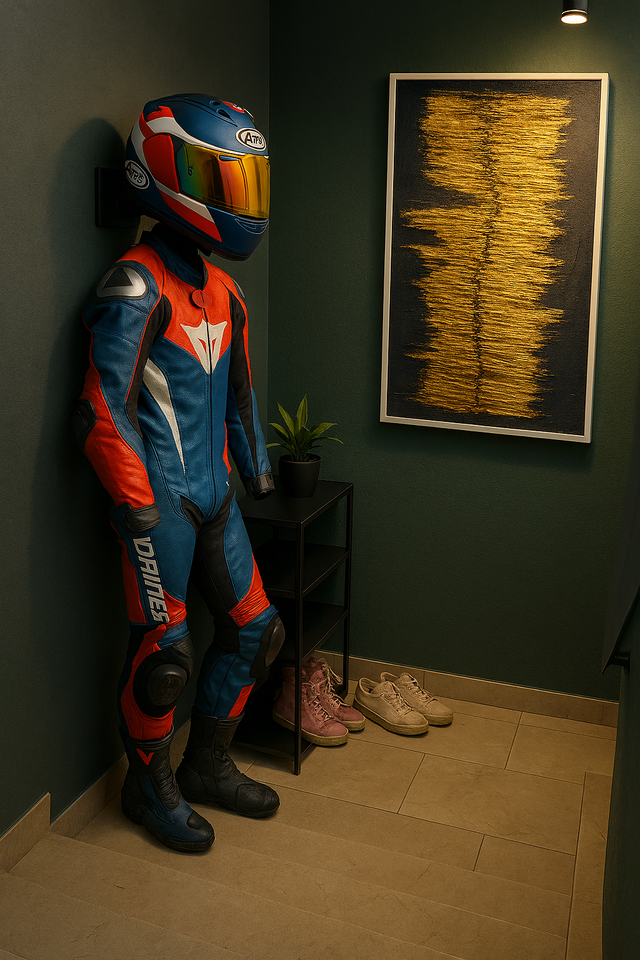 Appendiabiti per casco e abbigliamento moto