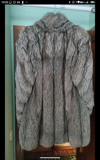 Abrigo chaquetón zorro plateado