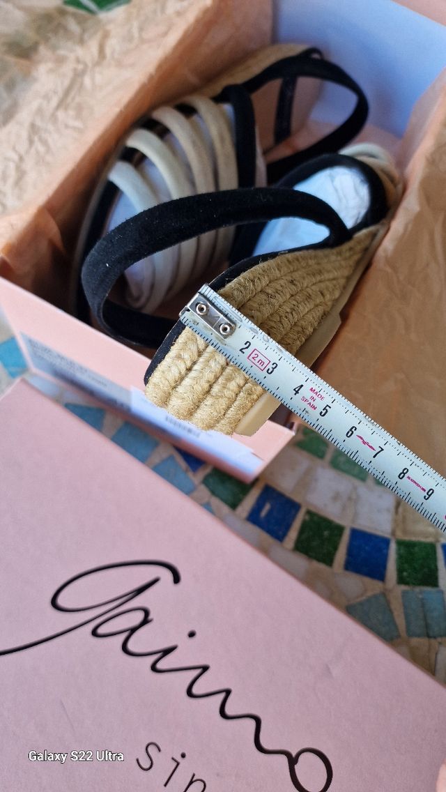 Sandalias Guimo-cuña beige-negro 40