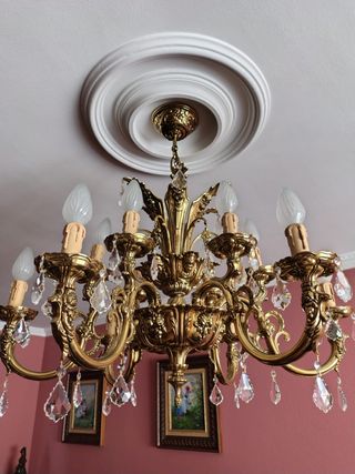 Lámpara techo dorada cristal