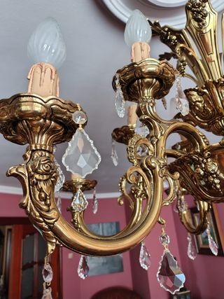 Lámpara techo dorada cristal