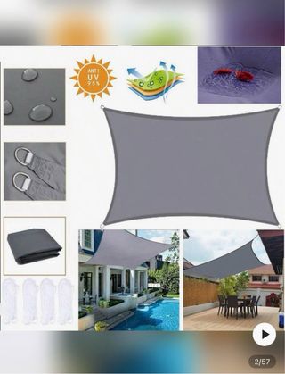 Sombrilla gris 5x5m - 16.4ft