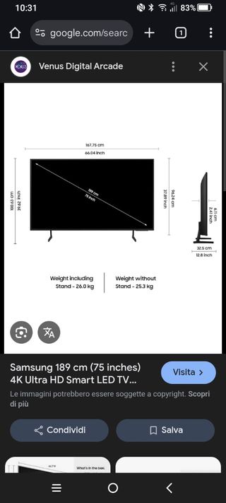 TV Samsung 75" - Impecable
