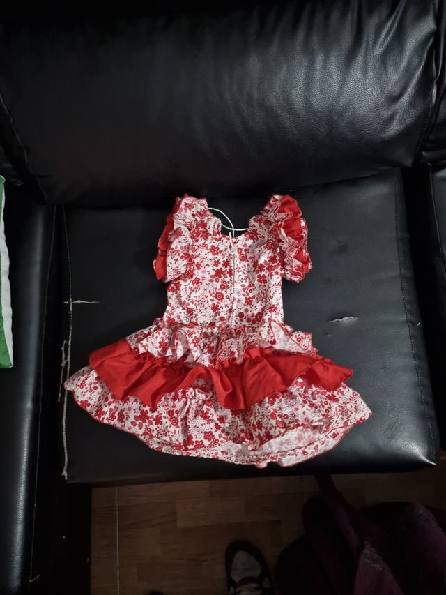 Vestido de bebe flamenca rojo blanco
