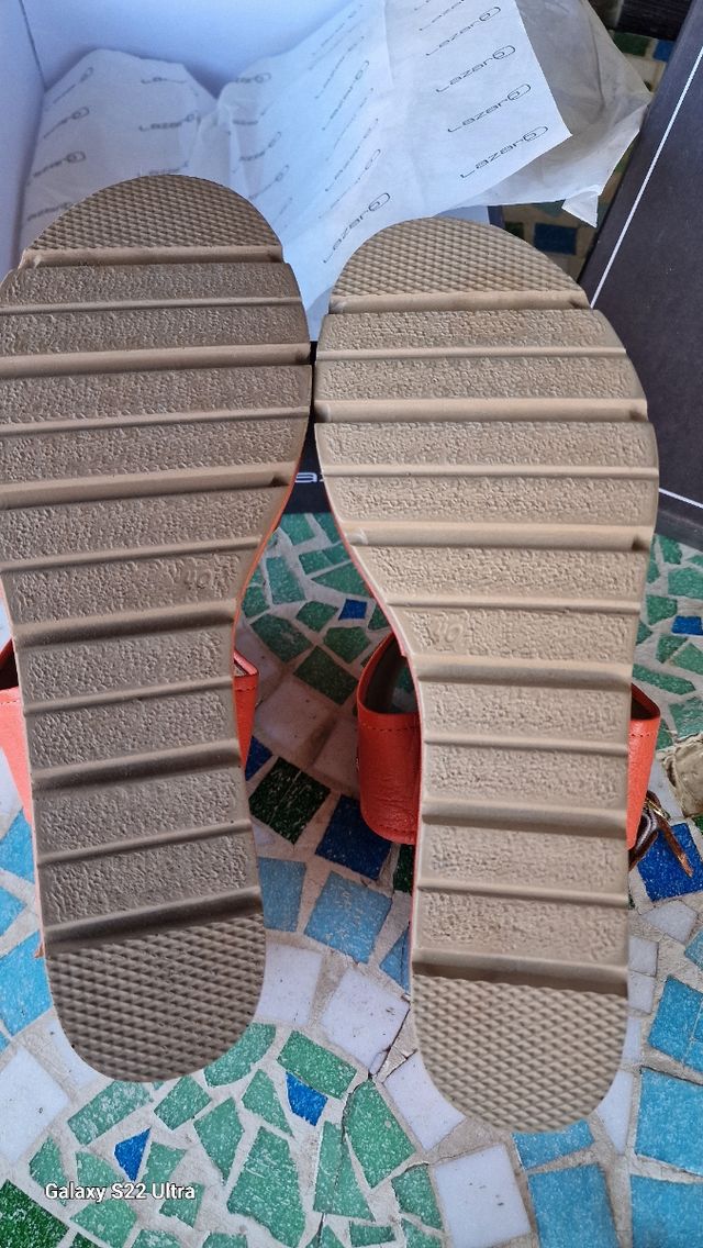 Sandalias Lazar piel naranja, talla 40