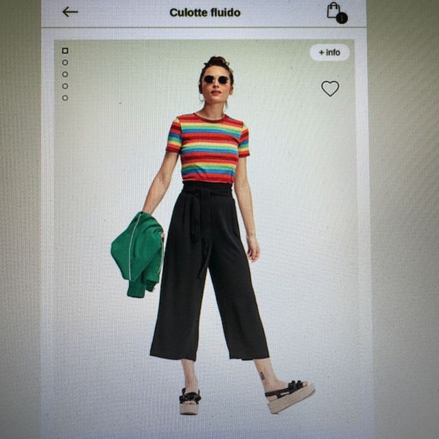 Pantalón culotte negro fluido con lazo