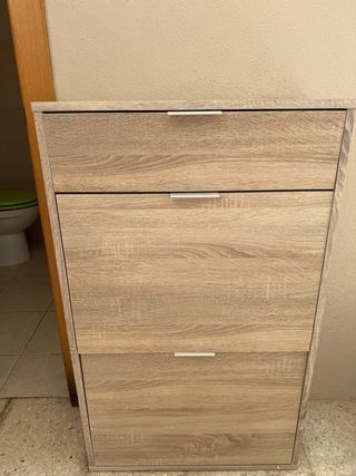 Zapatero 3 cajones madera beige