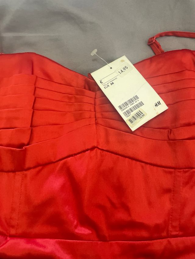 Vestido fiesta HM rojo-negro T38