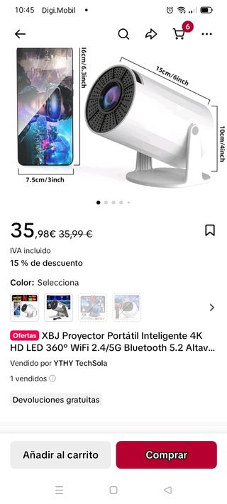 Proyector XBJ 4K Portátil Inteligente