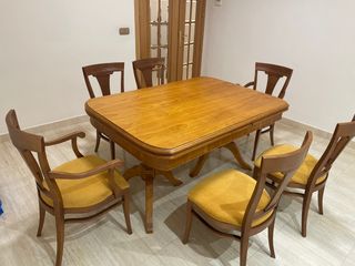 Mesa comedor + 6 sillas madera