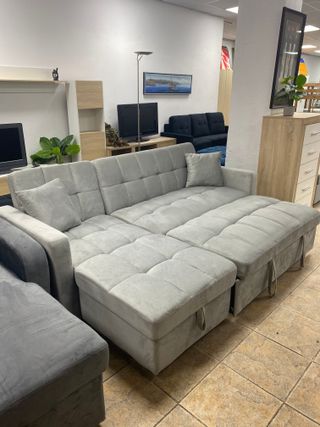Sofá cama chaise longue gris