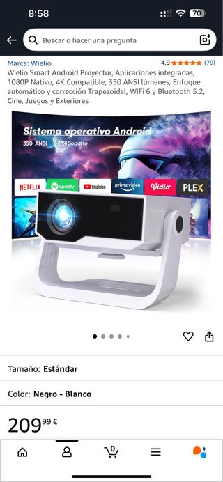 Proyector 1080P FULL HD NUEVO con apps instaladas