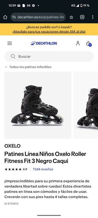 Patines Oxelo Rolle, negros, niño/a talla 32-35