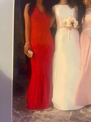 Vestido fiesta Pronovias rojo