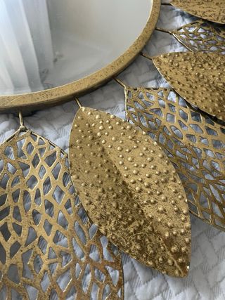 Espejo Flor Metal Negro-Dorado