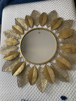 Espejo Flor Metal Negro-Dorado