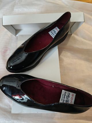 Zapato MOH charol negro - cuña
