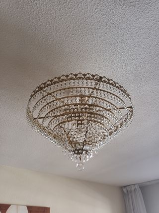 Lámpara techo cristal dorada