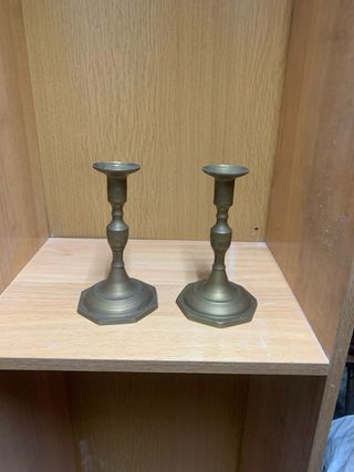 2 Candelabros Vintage Metal Oro