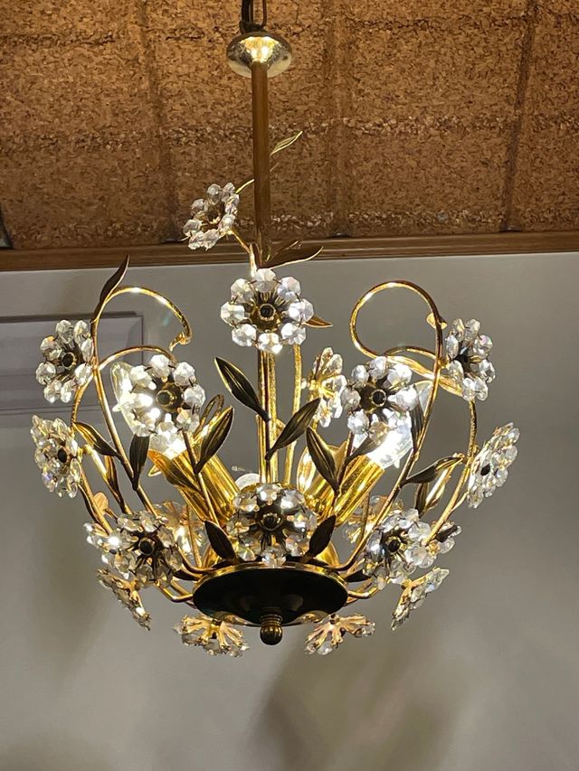 2 Lampadari cristallo oro vintage piccoli