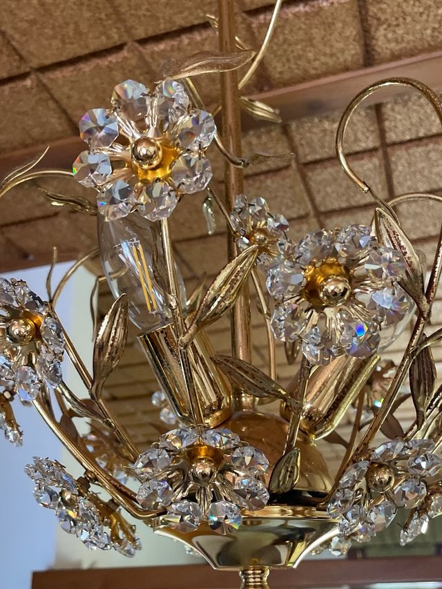 2 Lampadari cristallo oro vintage piccoli