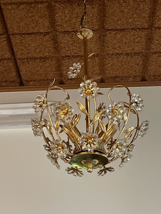 2 Lampadari cristallo oro vintage piccoli