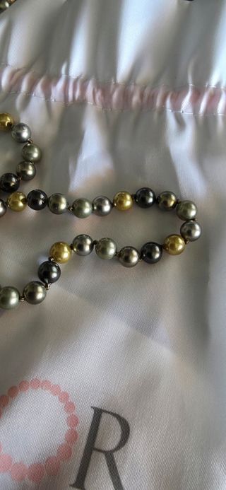 Collar perlas PERLDOR dorado gris