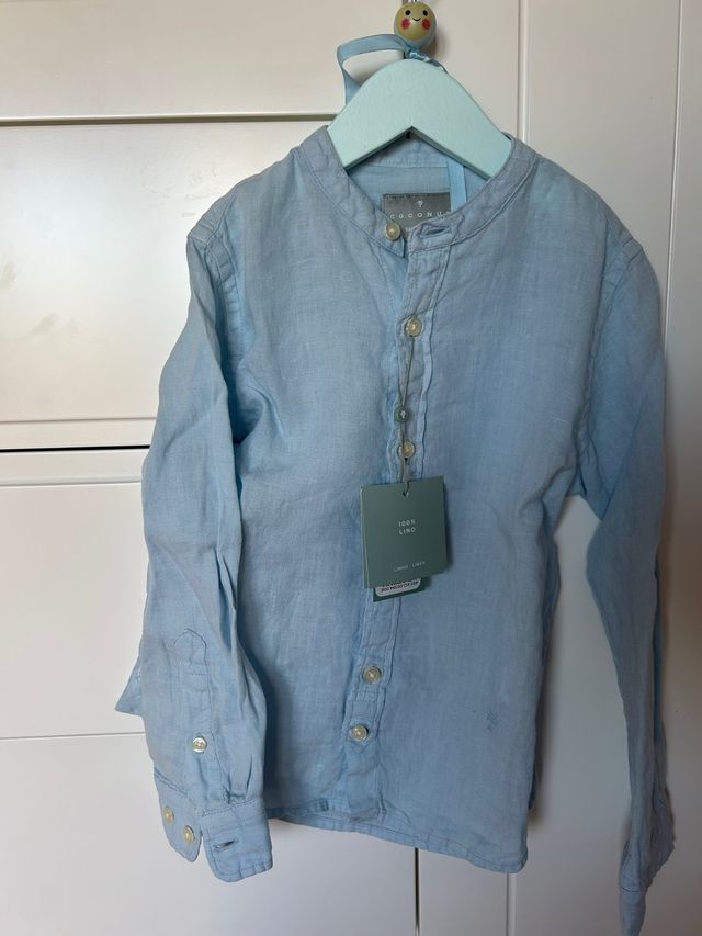 Camisa lino niño Coconut celeste