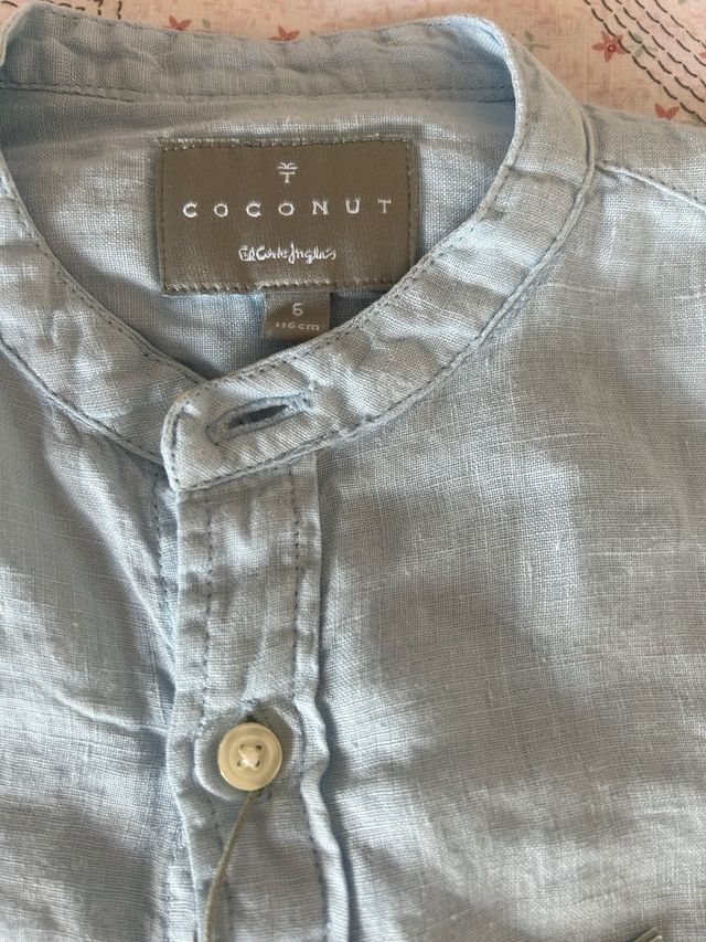 Camisa lino niño Coconut celeste